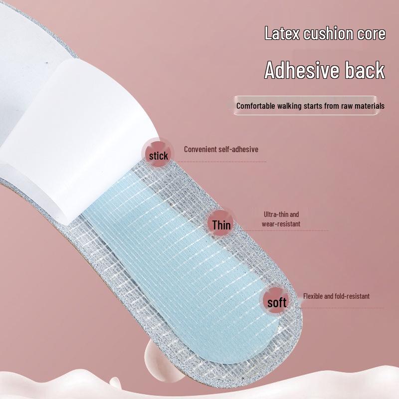 Women's Self-Adhesive High Heel Comfort Insoles - Soft Breathable Latex Pads with Non-Slip Genuine Cowhide for Summer Shoes