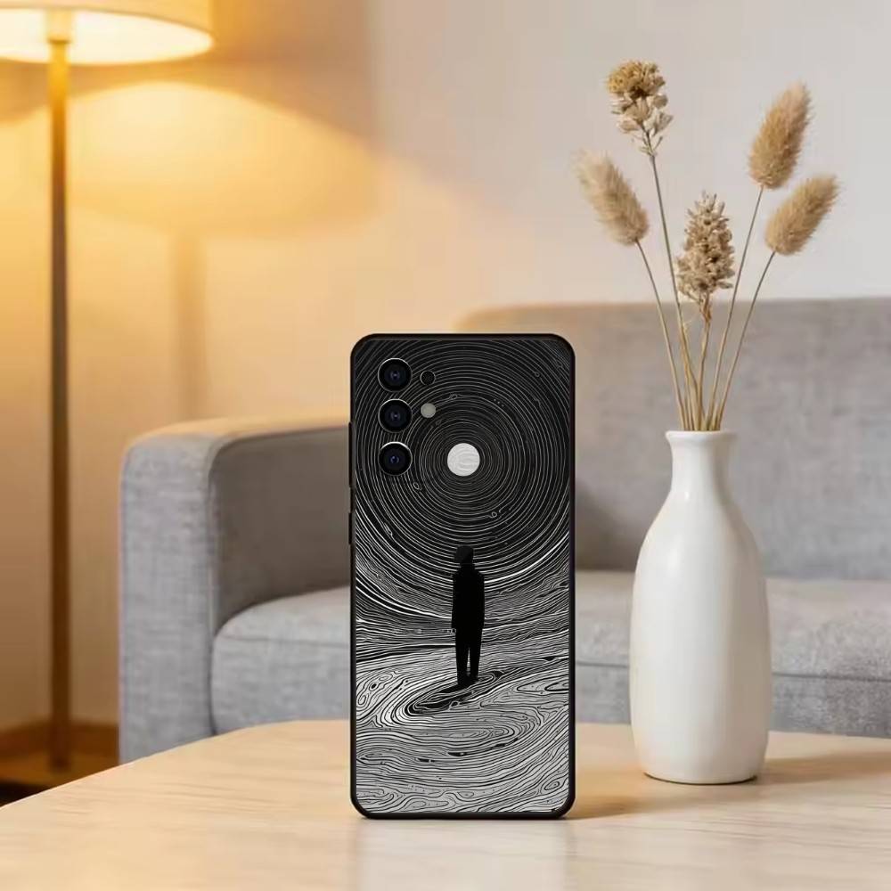 

Minimalist line art Phone Case Black Silicone Soft For Samsung S25,S24,S21,S22,S23,S30,Ultra,S20,Plus,Fe,Lite Samsung S23plus5G