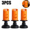 Halloween Pumpkin LED Lights Orange Flameless Candles Realistic Flickering Table Centerpiece Decor Safe Battery Party Essential