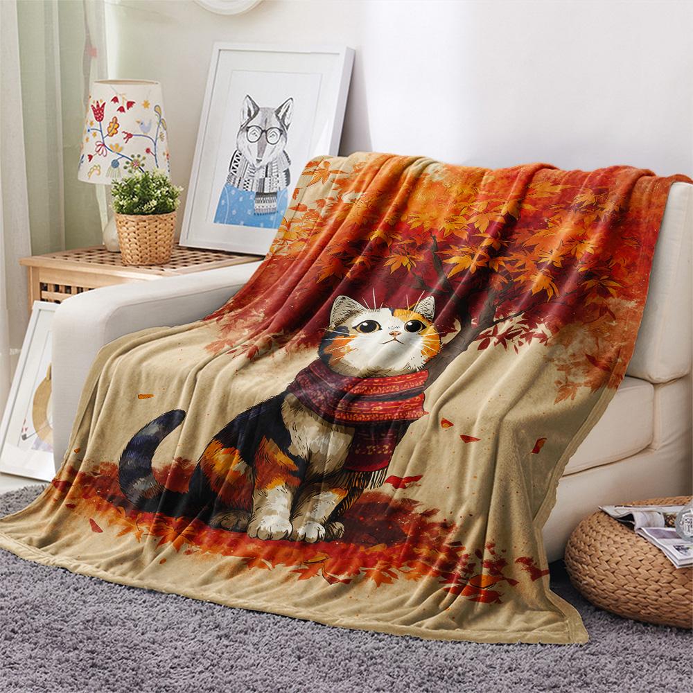 Cute Cats Print Flannel Blanket, High Quality Comfortable for All Seasons, Home Decor, Warmth and Comfort