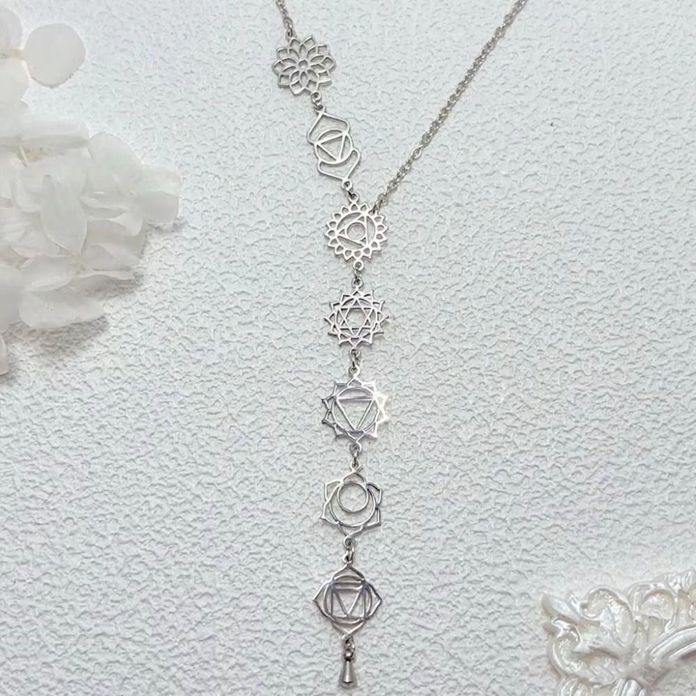 Stainless Steel 7 Chakra Necklace Gold Color Energy Pendant Necklace  Meditation