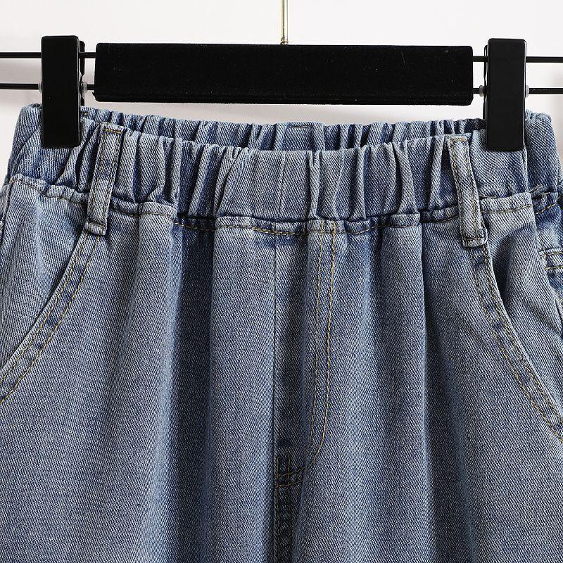 Large Size High Waisted Jeans Fashion Loose Elastic Waist Casual Harlan Pants Women's Autumn Ankle-Length Denim Pants