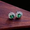 Jewelry Imitation Natural Emerald Sunflower Stud Earrings Women'S Fashion Full Diamond Cultivation Colored Treasure Stud Earrings