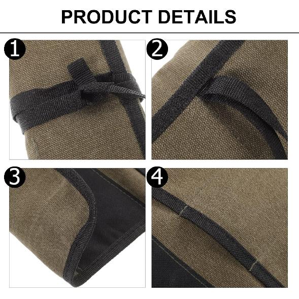 Uonlytech Rollwerkzeugtasche Leinwand Aufrollbare Tasche Schraubenschlüssel-Organizer mit Taschen Holz schnitzwerkzeuge Meißel Handwerkzeuge Tasche für Mechaniker Schreiner