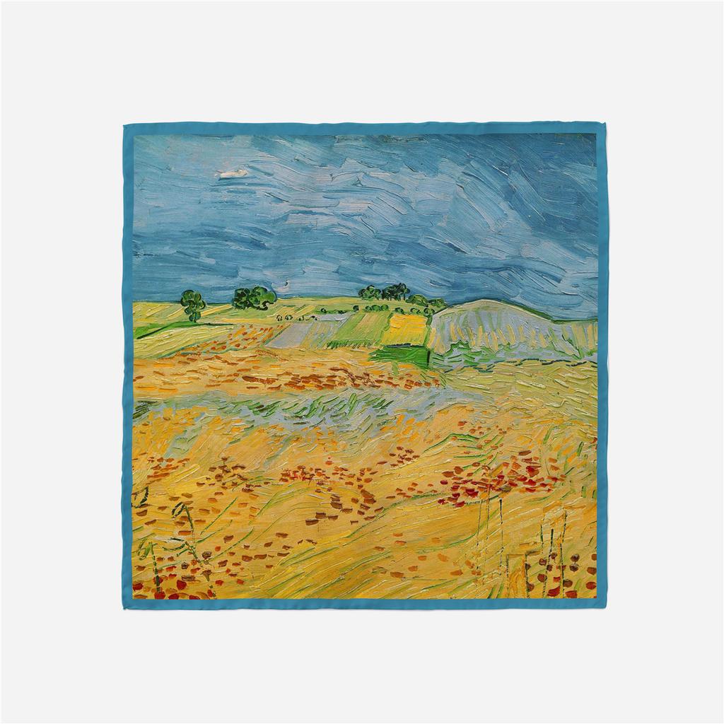 Famous Oil Painting Twill 100% Silk Scarf 53cm Square Scarves Fashion Hijab Women Scarf Wraps Head Scarf Neckerchief Bandana
