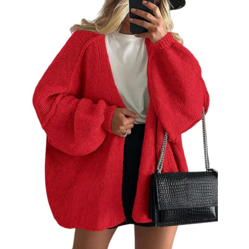 Womens Oversized Knit Cardigan Sweater Long Sleeve Loose Fit Casual Open Front Pullover In Solid Colors