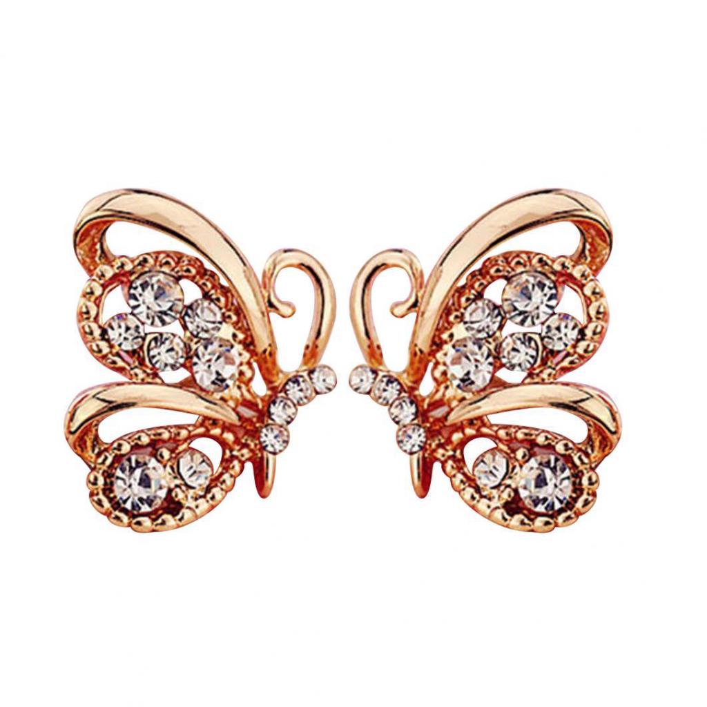 Fashion Women Rhinestone Butterfly Shape Stud Earrings Celebrity Eardrop Jewelry ARI