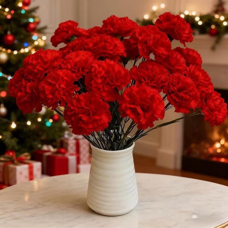 20Pcs Faux Carnations Eco-friendly Plastic Fake Flowers for Wedding Bouquet Mother's Day Gifts