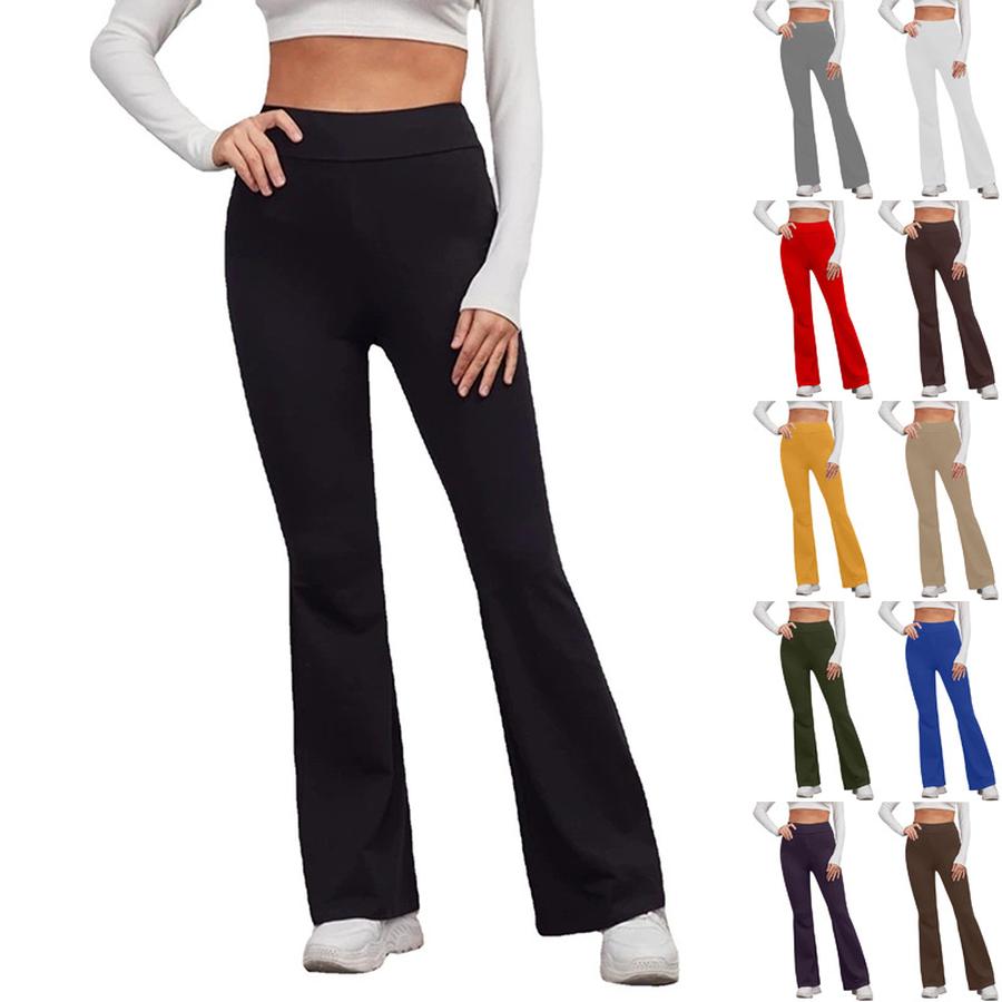 Women's Elastic Waist Solid Color Yoga Pants Athletic Running Casual Leggings