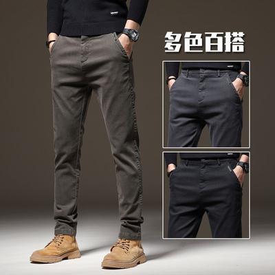 Herfst nieuwe medium en dikke heren casual broek zakelijke slank gesneden kleine pijp rechte elastische broek
