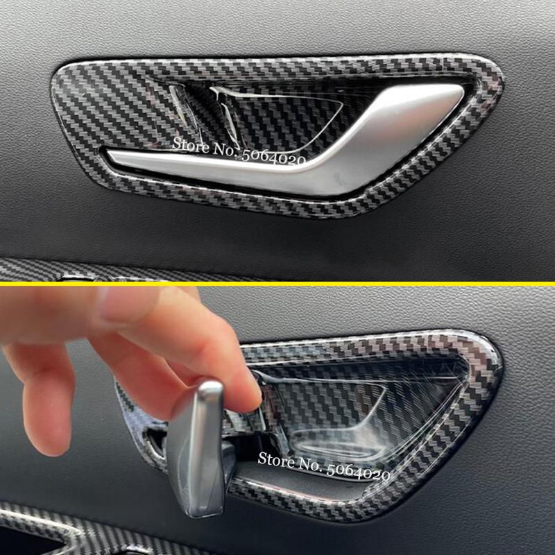 For Hyundai Tucson NX4 2021 2022 2023 Hybrid N Line Car Inner Door Handle Bowl Cover Trim ABS Carbon fiber Stickers Accessories