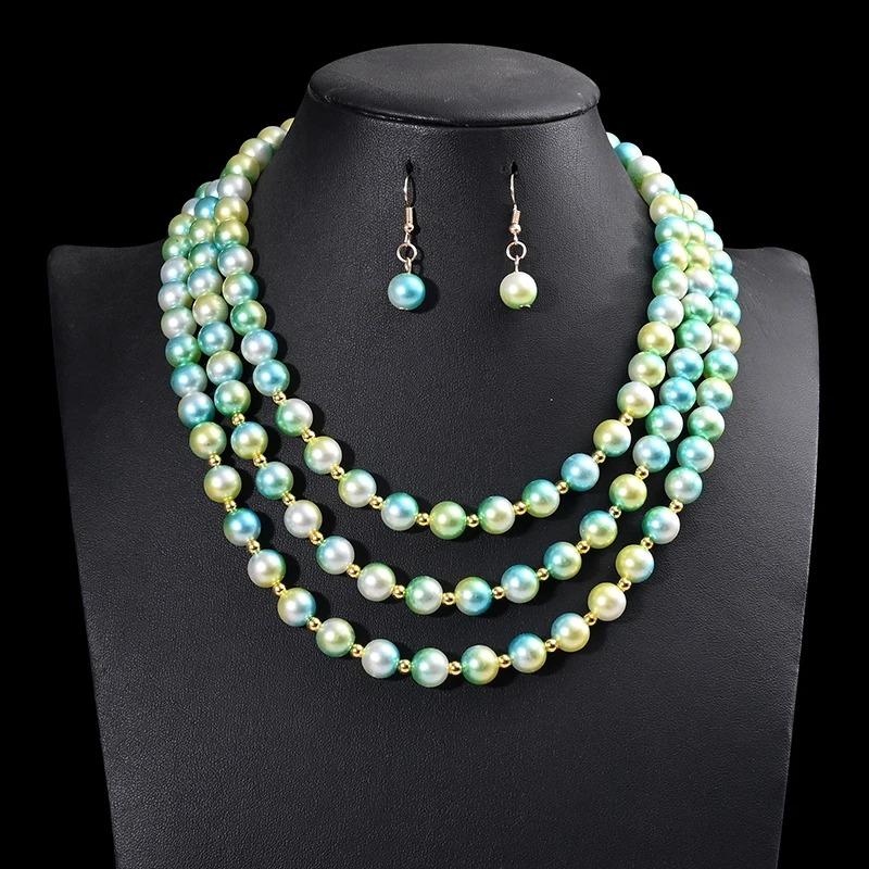 

Нигерийские свадебные индийские африканские бусы Ювелирные наборы женские богемные многослойные жемчужные ожерелья ручной работы ручной работы серьги воротник