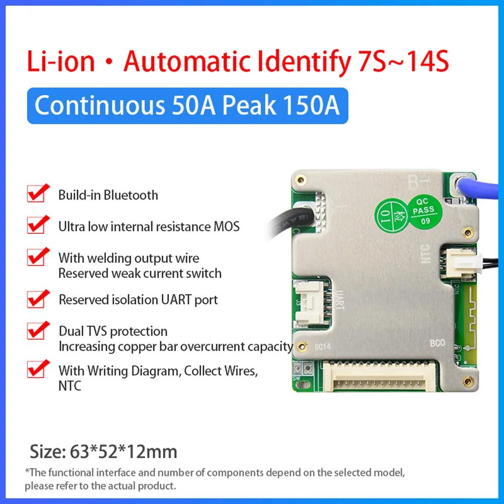 JBD BMS Automized Identify 7s-14s 7S 8S 9S 10S 11S 12S 13S 14S 20A 30A LFP NMC Smart BMS 24V 36V 48V Battery Management System