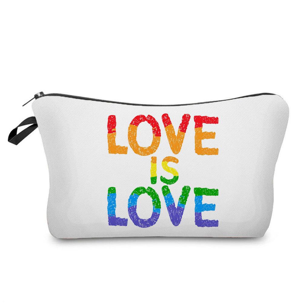 Women Rainbow heart Print Cosmetic Bag Toiletries Organize Travel Storage Case 6374 CLE