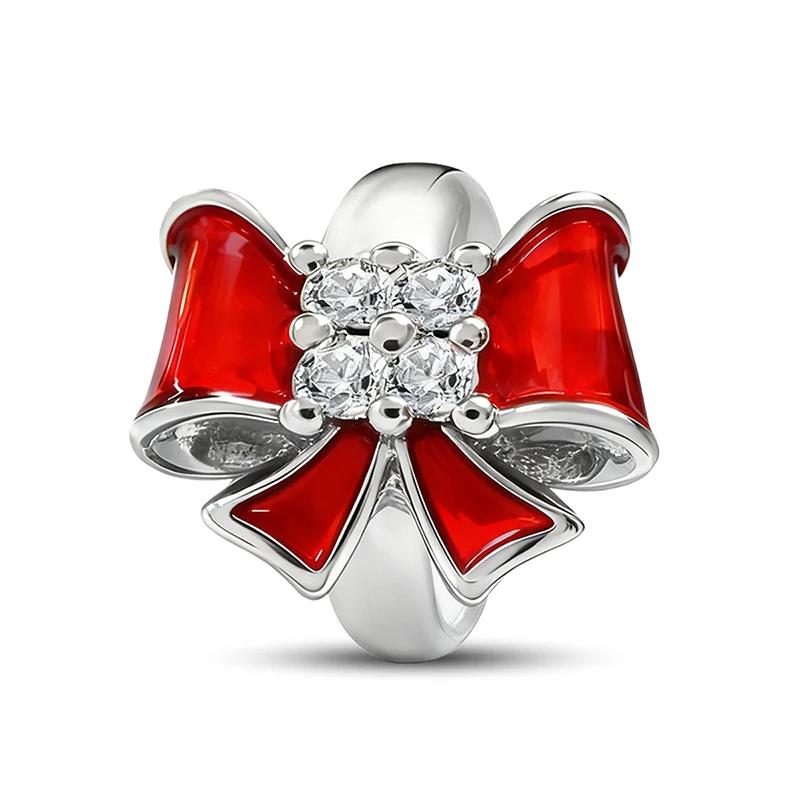 Kupfer Schleife Warme Glocke Heiligabend Festival Geschenk Anhänger Perle Passend für DIY Armband Armreif Hochwertiger Schmuck