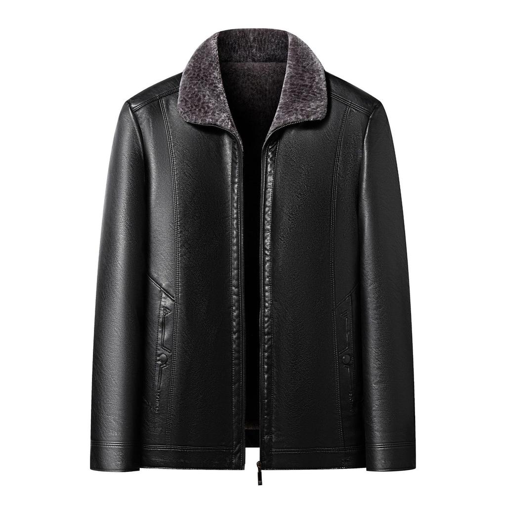 High-end New Leather Jacket for Men In Autumn and Winter Plus Velvet Warm Short Sheepskin Jacket Detachable Hooded Leather Jacket