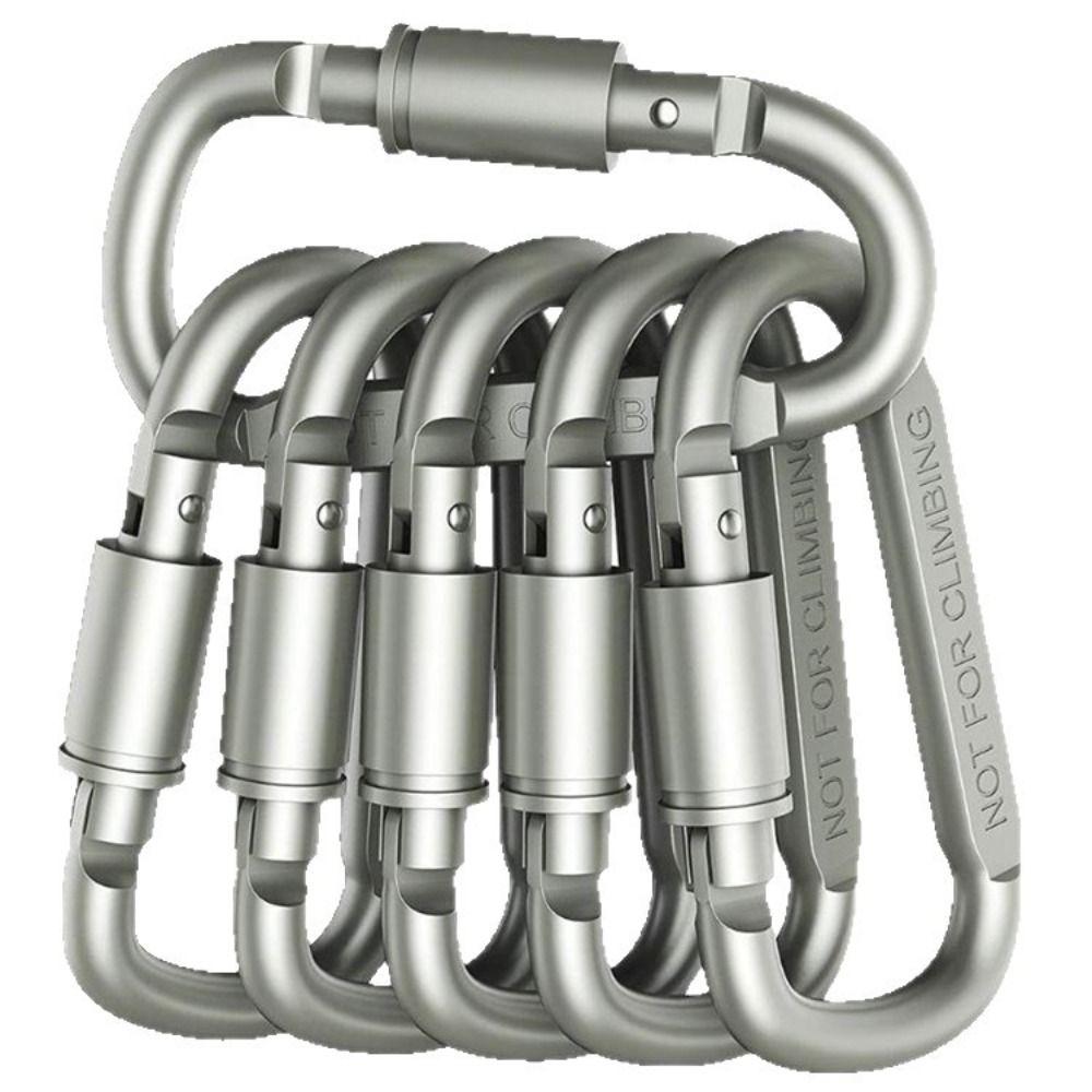 6pcs 6pcs Set Carabiner Keychain Heavy DutyHeavy Duty Bold D-shaped D-ring Snap Clip Hanging Type Snap Lock Lock Buckle Hook