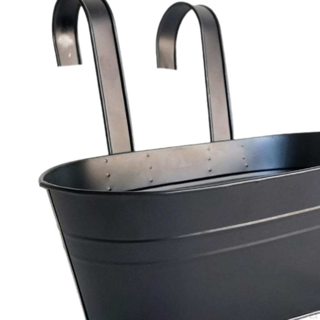 Flower Holder Hanging Pot Garden Balcony Iron Bucket Planter Detachable Hooks for Porch