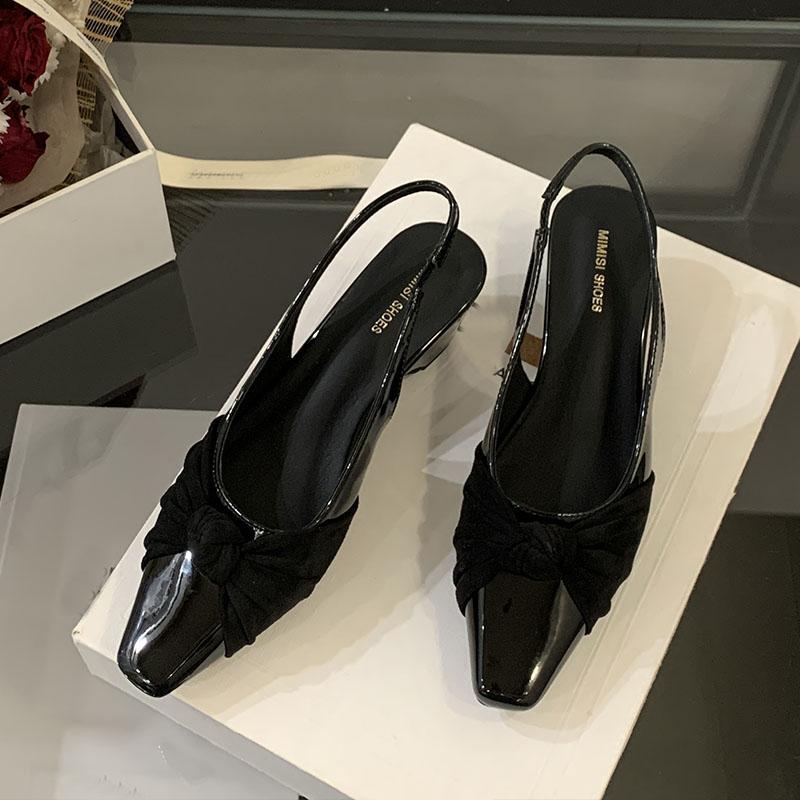 Fashion 2025 New Fashion Pointed Toe Ladies Low Heel Sandals Slip On Shoes Female Shallow Footwear Elegant Women Heeled Sandals Shoes