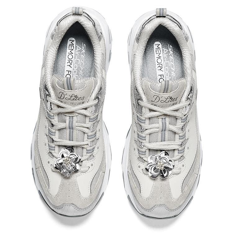 Skechers DLites 1.0 Scarpe Panda Comode Retro Ammortizzanti Resistenti Basse Scarpe da Papà Sneakers Donna Argento Oro 150720-NTSL