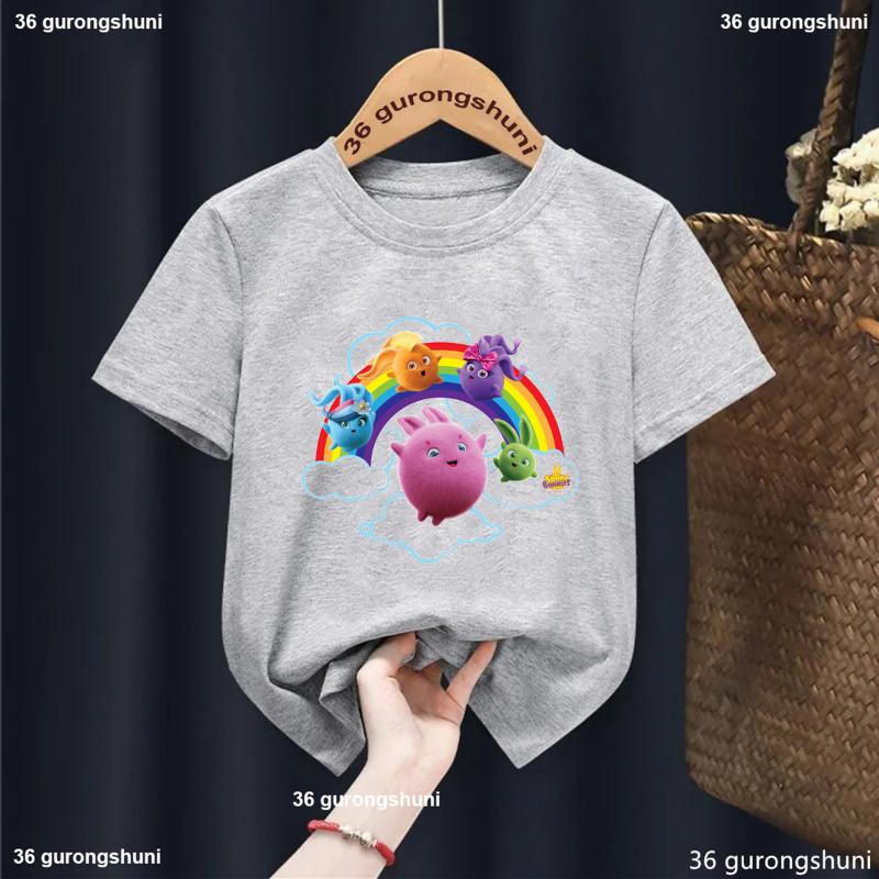 New Arrival Girls Tshirt Cute Sunny Bunnies Cartoon Print Kids T-Shirts Summer Funny Boys T Shirt Fashion Toddler Shirt Tops