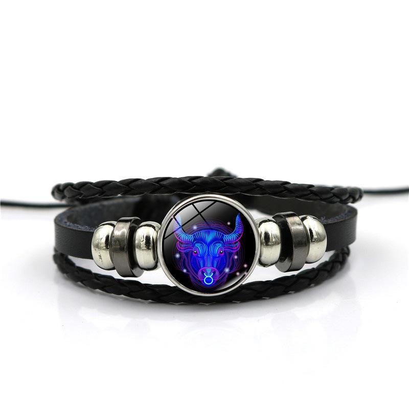 12 Constellation Time Gem Bracelet for Men and Women, Birthday Gift Trend Hand-woven Beaded Bracelet Personalized Jewelry