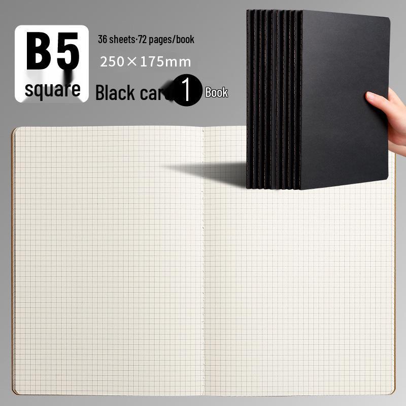 Caderno A5/A4 de Papel Kraft Preto com Páginas Pautadas, Quadriculadas e em Branco - Livro Extra Grosso com Costura Sela