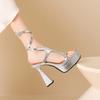 Women's High-heeled Sandals Summer New Sexy European and American Style Waterproof Table Large Size Open-toed Sandals