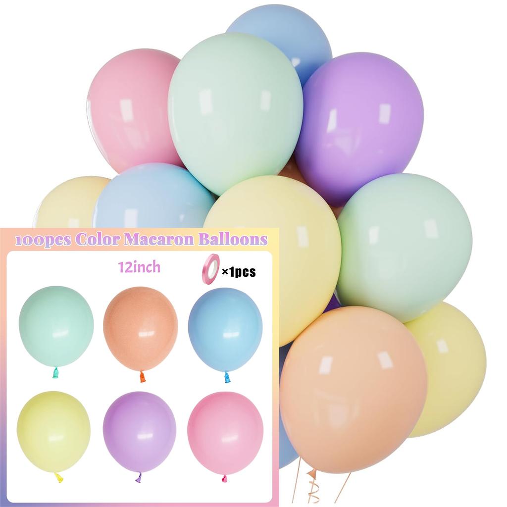 12inch 100pcs Multi-color Latex Balloon Set, Suitable for Weddings, Birthdays, Pop Parties, Bridal Showers, Family Gatherings
