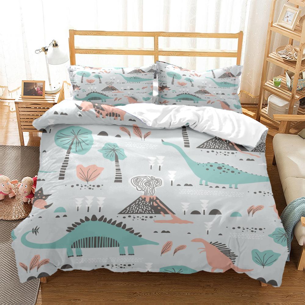 Comforter Cartoon Dinosaur Hd Print Polyester Bedding Setsteens Boy Girl Or Adults For Beds King Size Bedding Set