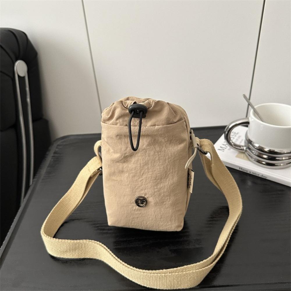 Multifunctional Drawstring Small Square Bag Zipper Water Bottle Bag Single Shoulder Bag  Girls
