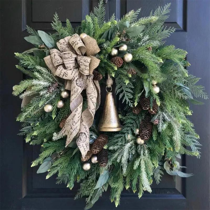 Christmas Wreath with Christmas Pine Cone Pine Needle Merry Christmas Garlands Decorations Ornaments Noel New Year 2026 Navidad