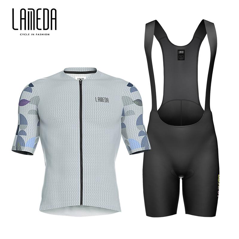 2026 Lameda Cycling Clothes Summer Men's Short Sleeved Fast Drying Breathable Cycling Jersey Cycling Shorts Strap Set for Men