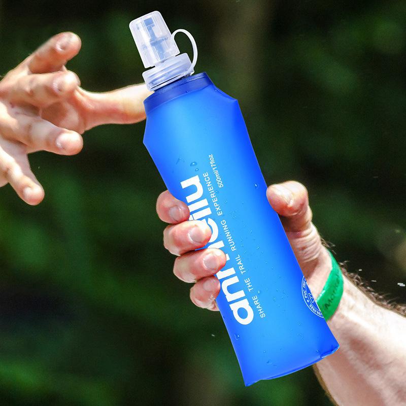 250/500ml Outdoor Water Bottle Running Cycling Storage Water Bag Foldable Small Kattle with Straw TPU Water Bags Drinkware