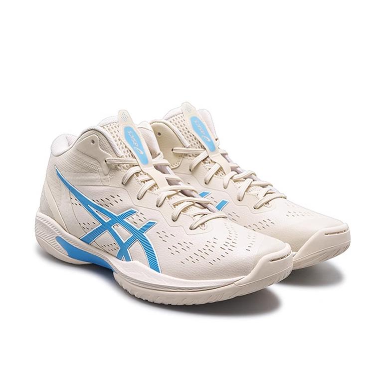 Nové prodyšné basketbalové boty Asics GELHOOP V16 s vysokým svrškem a podporou, unisex, béžové modré 1063A090-250