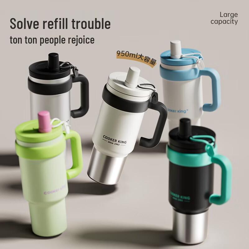 COOKER KING 950ml Large Capacity 316 Stainless Steel Insulated Tumbler with Straw