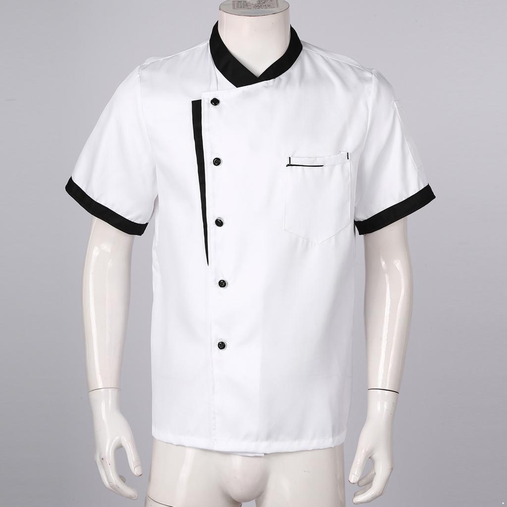 Chef's Uniform Kit Kockskjorta för män med knapp framtill med kockkeps för kök