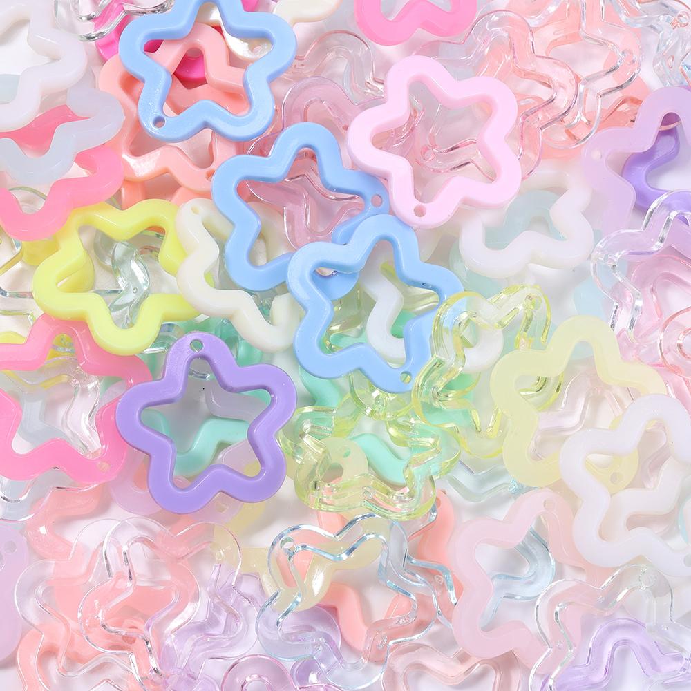 11Pcs/Lot 11mm Acrylic Transparent Hollow Star Loose Beads DIY Jewelry Pendant Keychain Windbell Handmade Fashion Accessories