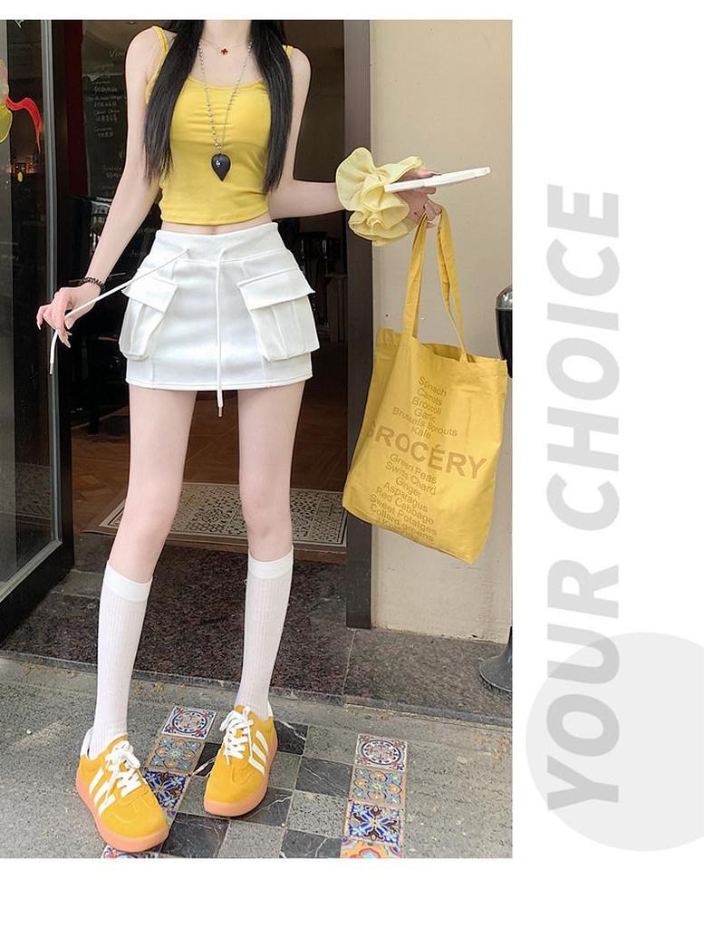 Women's Gray High Waist A-line Skort - Summer 2025 Slimming Petite Anti-Exposure Sports Skirt