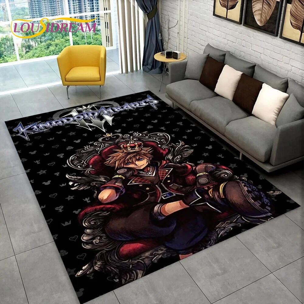 HD Cartoon Kingdom Hearts Games 3D Carpet Rug for Bedroom Living Room Home Sofa Decoration,Children Large Decor Floor Mat Gift