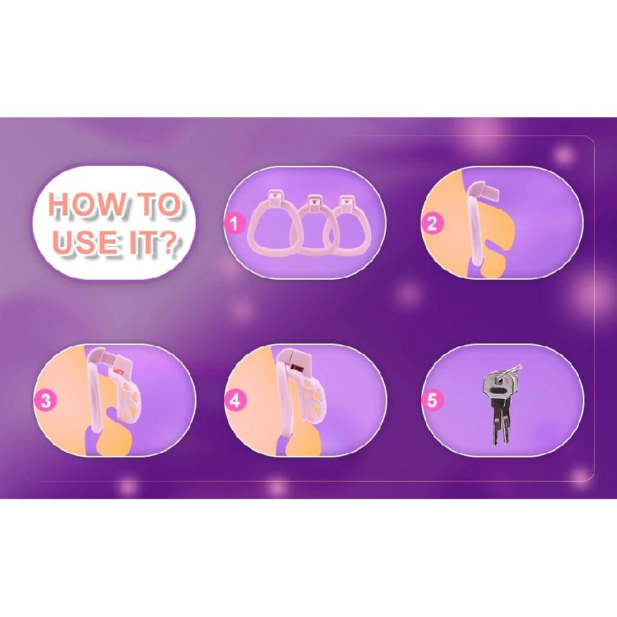 Lightweight Smooth Pink Male Chastity Cage 3 Sizes Penis Rings Bondage Chastity Device Sex Toy for Men with Key Pink XS Smallest