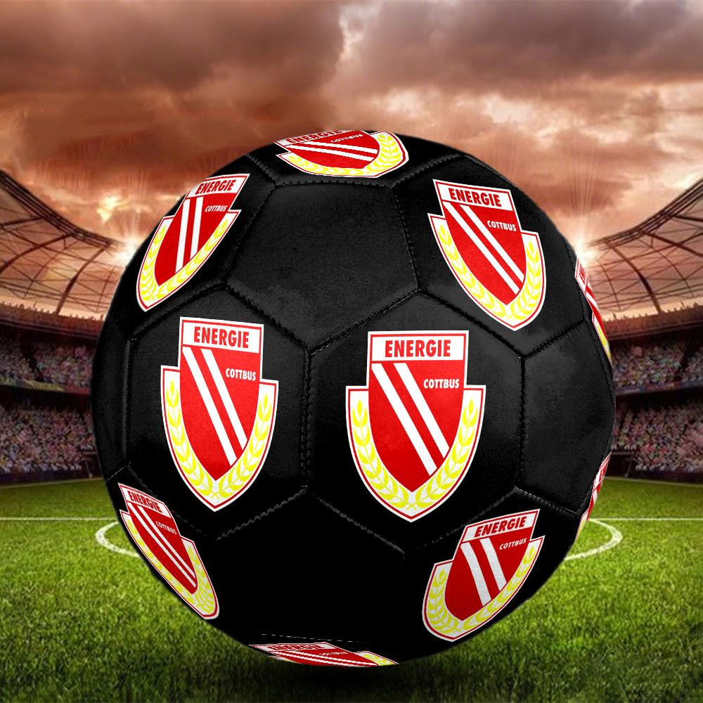 Energie Cottbus Logo Size 5 Soccer Ball, Machine-Stitched PVC, Durable & High Bounce, All Ages Fit, Fan Merchandise, Matches & Outdoor Use.