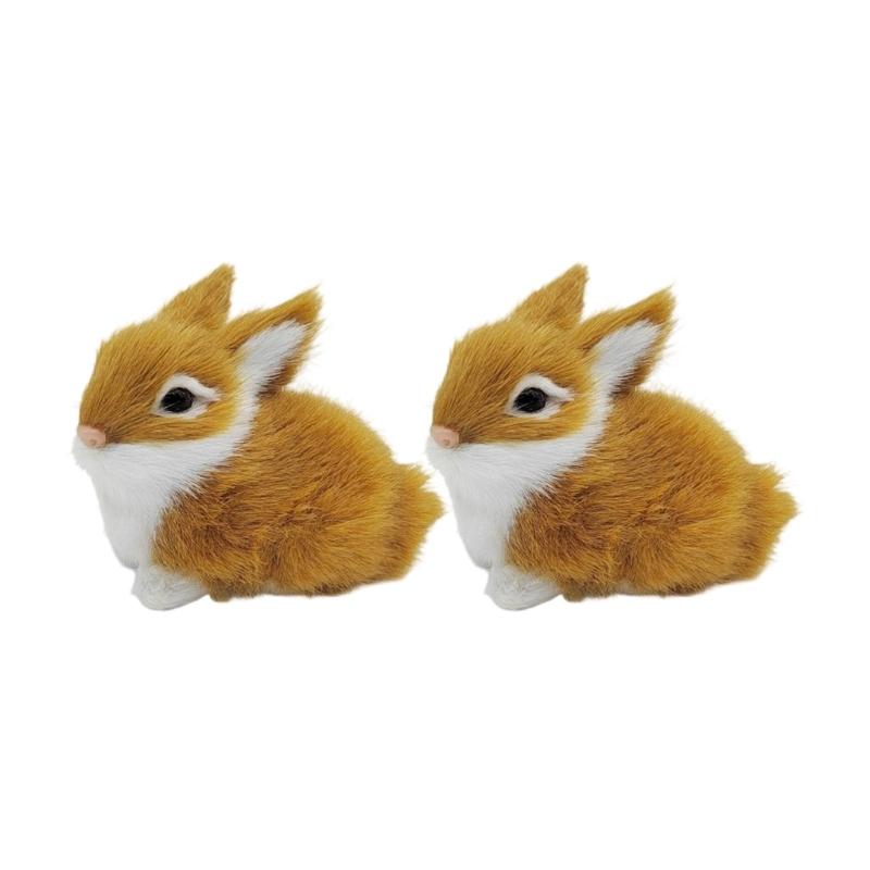 Realistic Rabbit Figurine Lively Easters Bunnies Stuffe Farm Animal Plush Rabbit Statue Spring Home Decors Photo Props