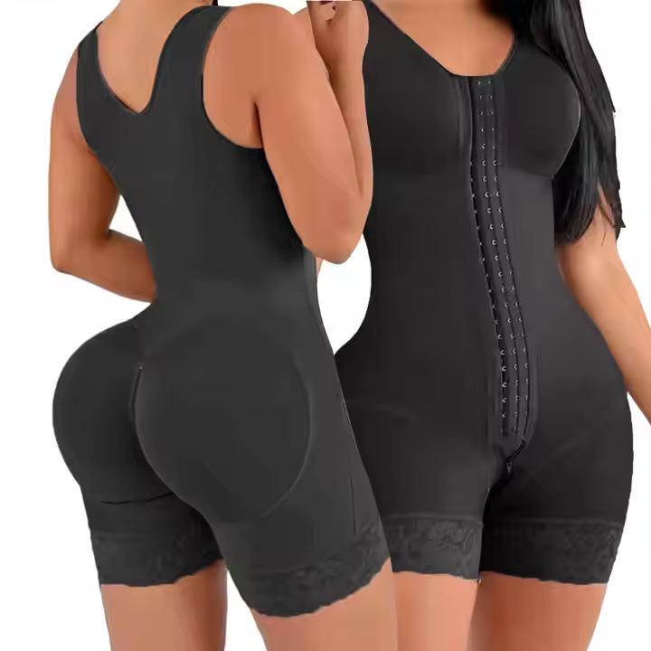 Plus Size Women's European & American Shapewear - One-Piece Zipper Design with a Three-Row Buckle for a Slimming Tight Abdomen.