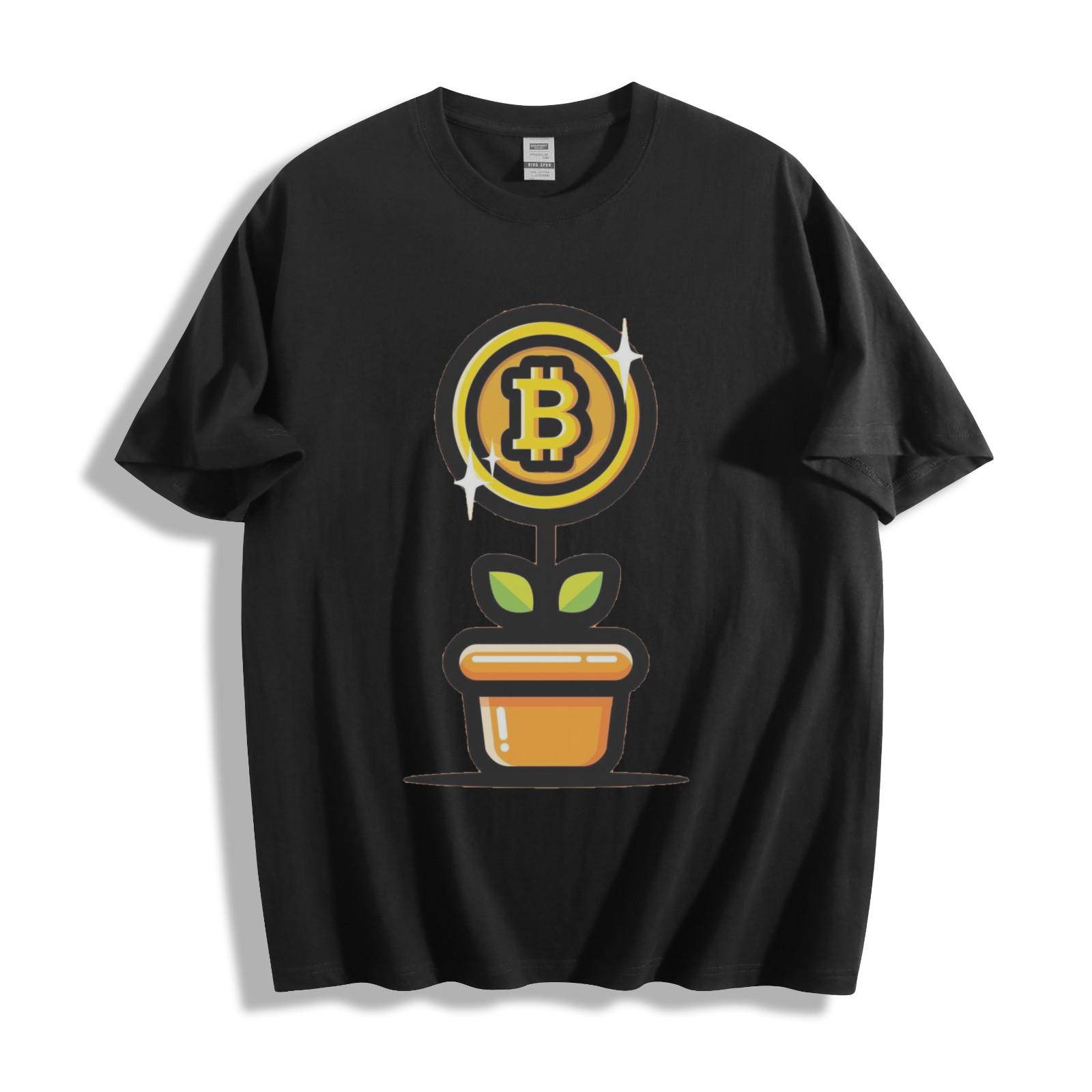 Bitcoin Growth T-Shirt Mens Womens Tees Top - Vibrant Crypto Plant Design Unisex Tee 4XL