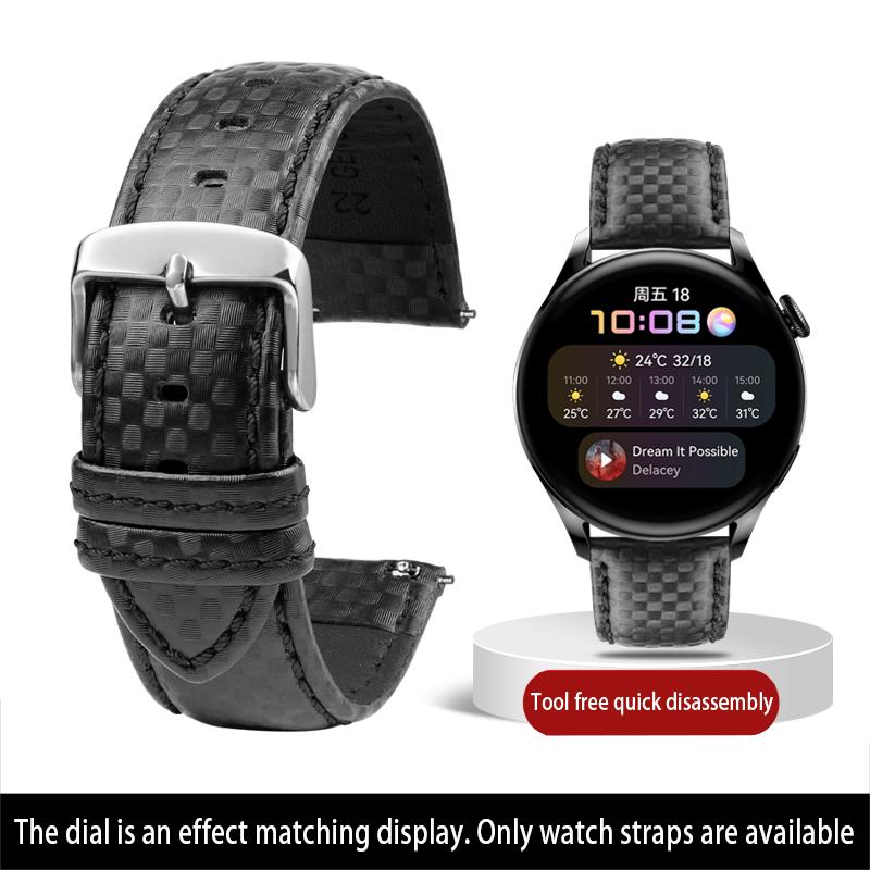 Calfskin strap Bracelet Carbonfiber Grain Watchband 18mm 20mm Red Orange Stitching Watch Band 21mm 22mm 23mm 24mm Watch Strap 18mm