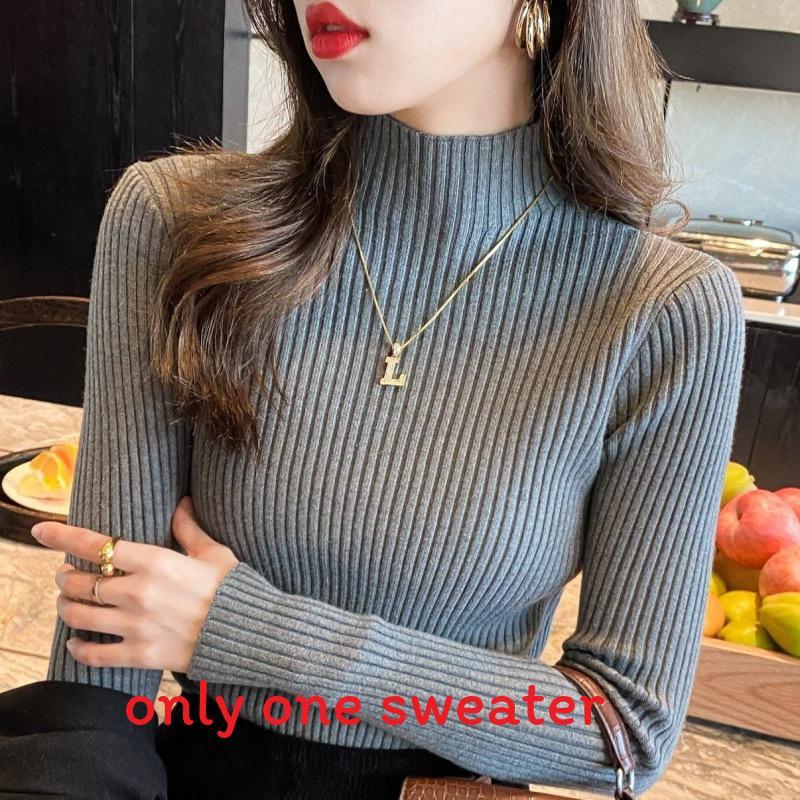 Womens Knit Sweater With Stand Collar And Spliced Design For Elegant Office Wear