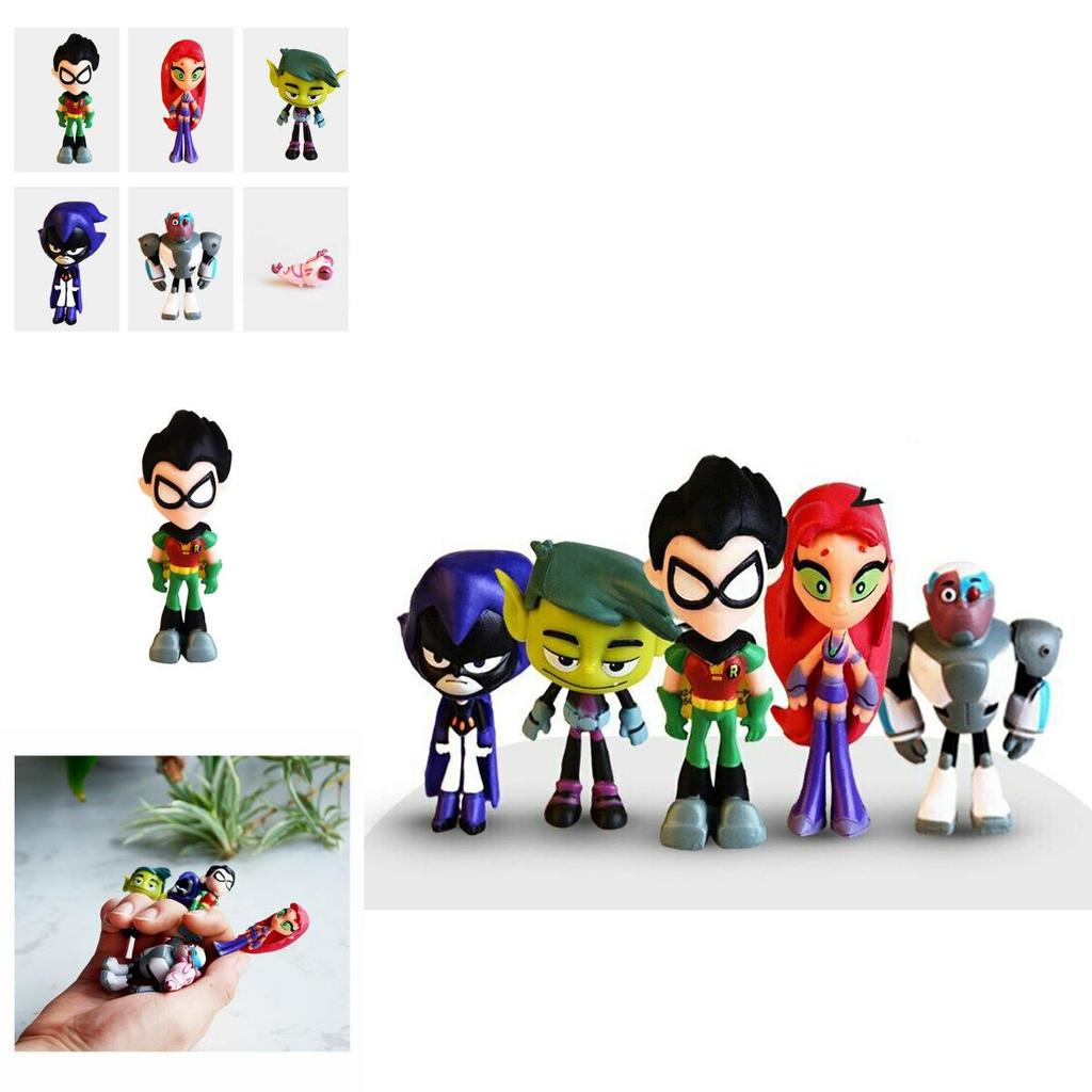Colorful Teen Titans Go Miniature Set With Robin Raven Beast Boy Starfire Characters