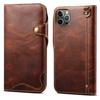 Wallet Phone Shell for iPhone 14 Pro Case Waxy Genuine Cow Leather Cover with Card Slot