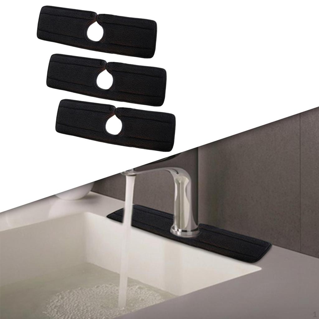 3 Absorbent Pads For Kitchen Faucets With Buttons, Microfiber Protective Pad Bathroom, Caravan,